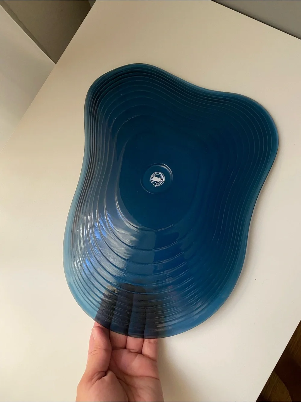 IKEA HÄCKPOPPEL decorative bowl blue 24 cm